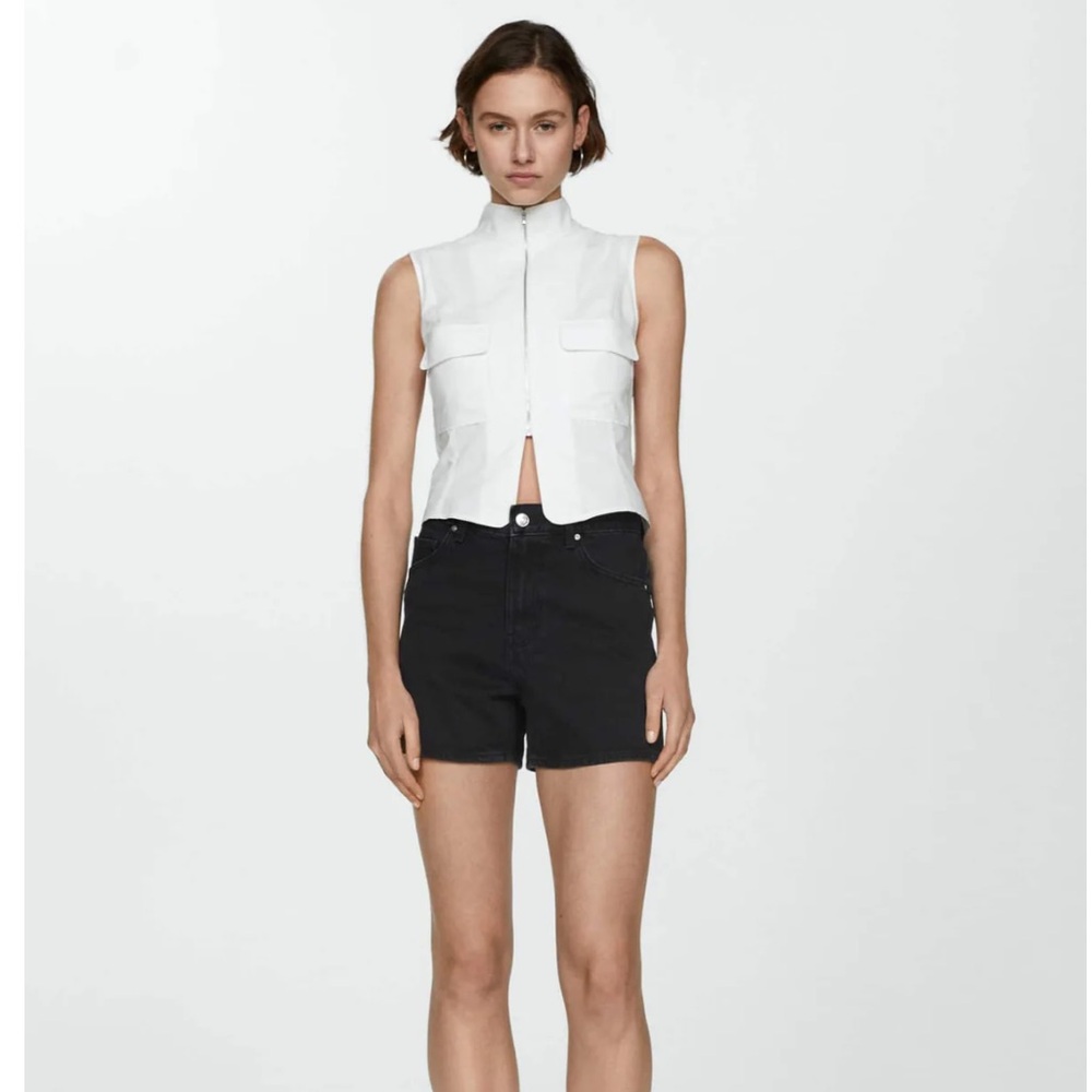 Mango High-Rise Zoe Denim Shorts | Size 2 Black